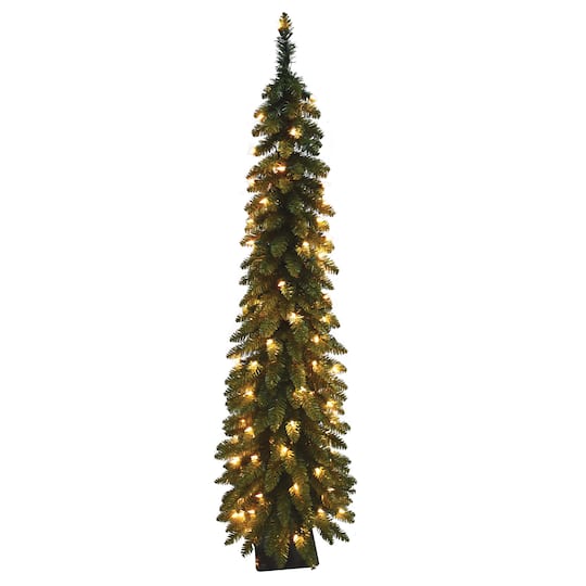 7ft. Pre-Lit Fir Artificial Pencil Christmas Tree, Clear Lights